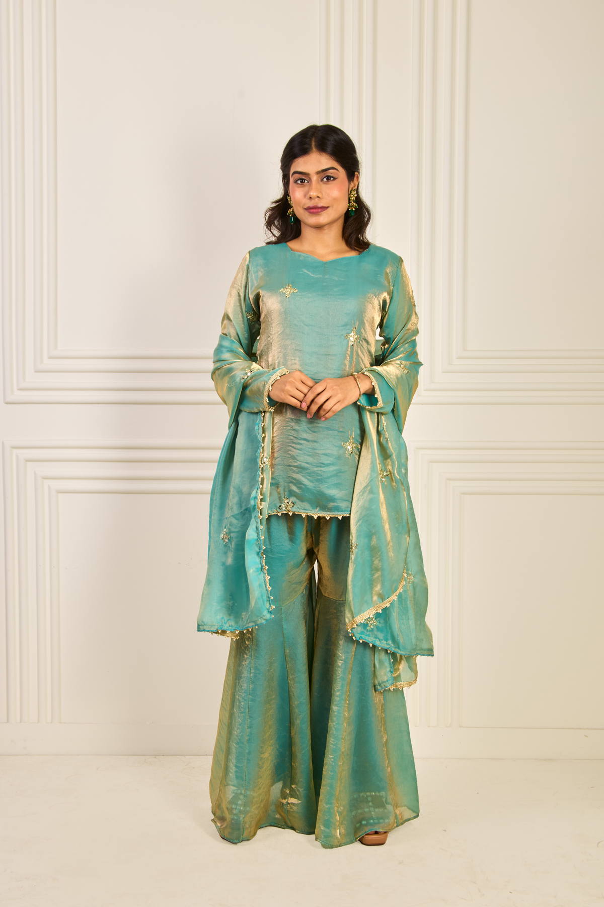 Mint Green Fendi Silk Garara Set
