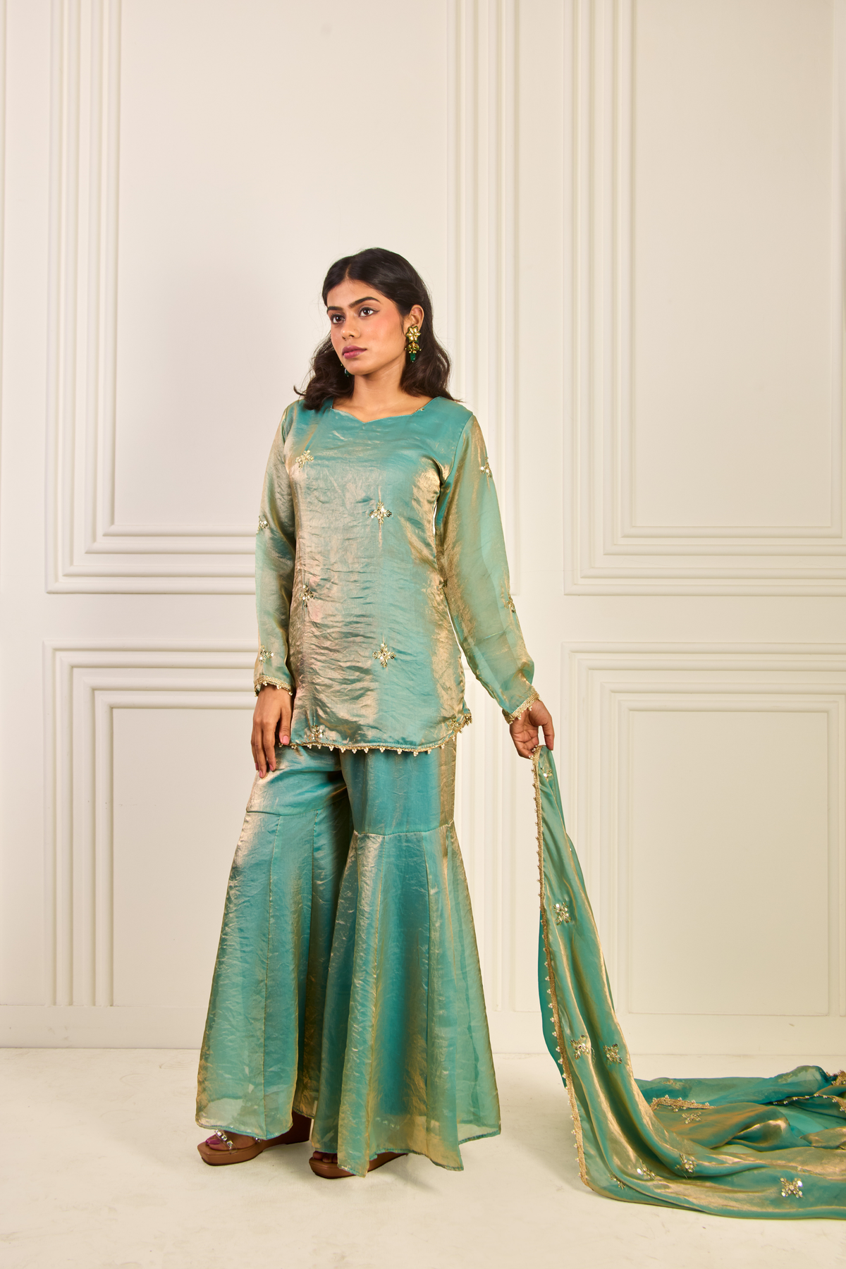 Mint Green Fendi Silk Garara Set