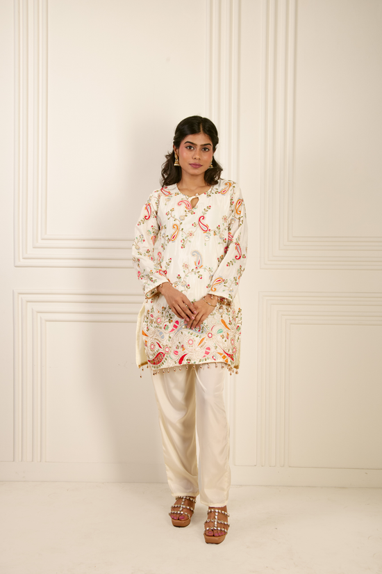 Ivory Embroidered Crepe Set