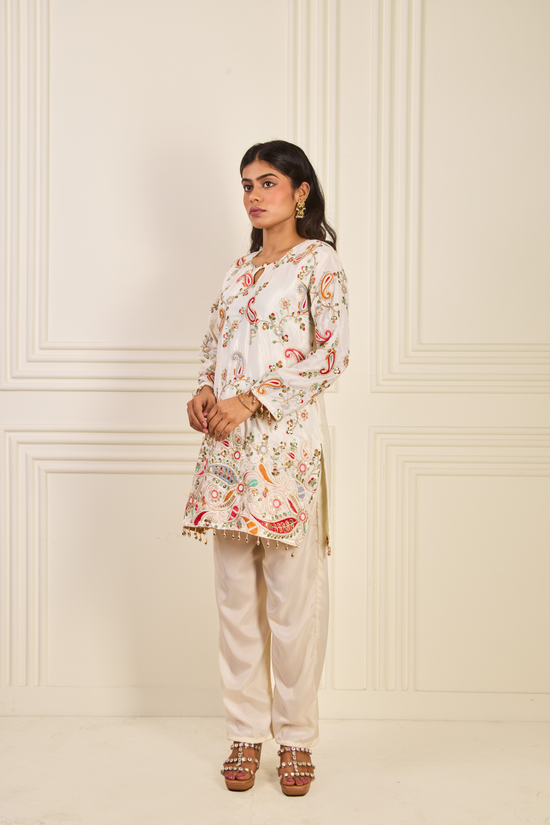 Ivory Embroidered Crepe Set