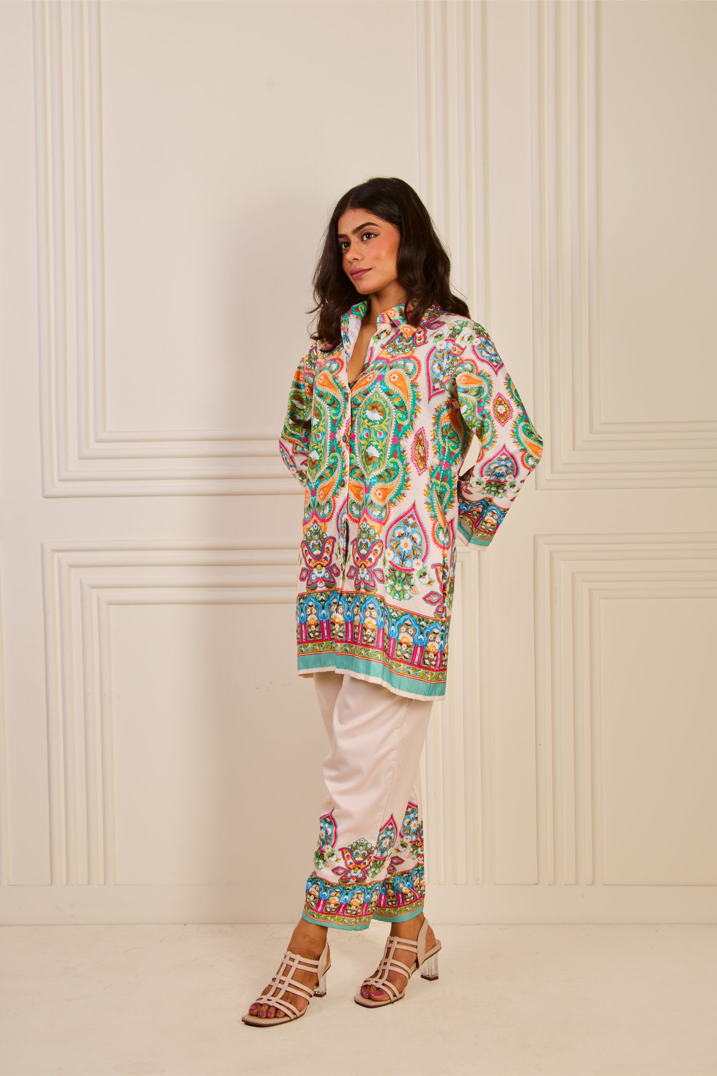 Off white Floral Printed Co-Ord Set