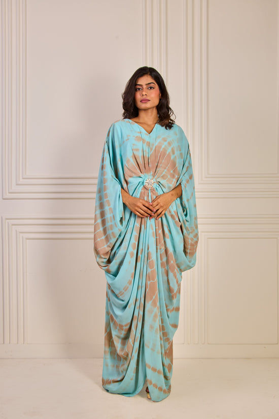 Light Blue Georgette Cowl Dress