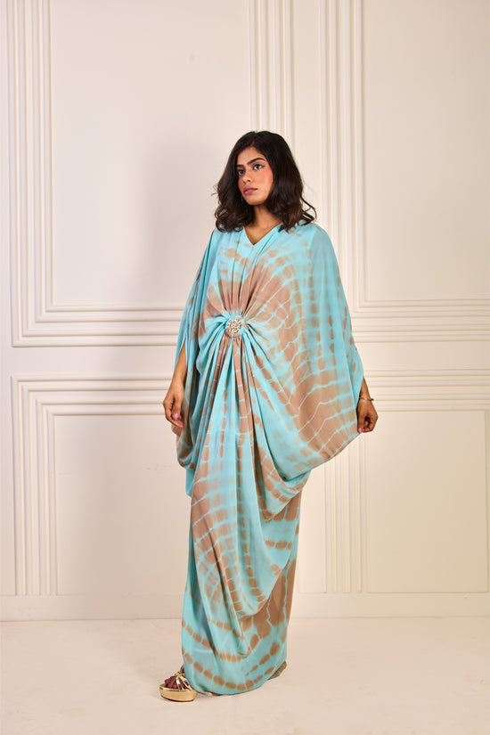 Light Blue Georgette Cowl Dress