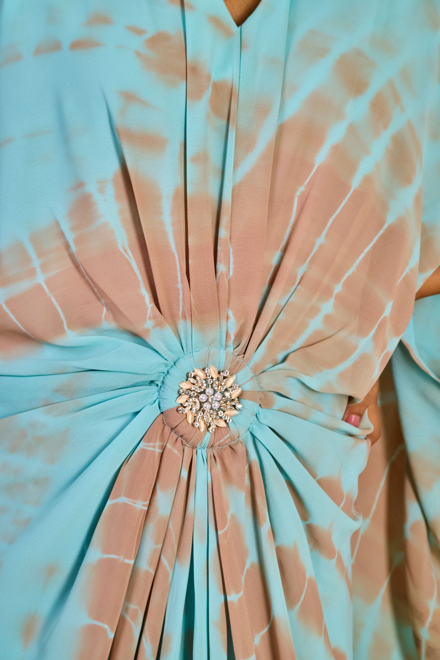 Light Blue Georgette Cowl Dress