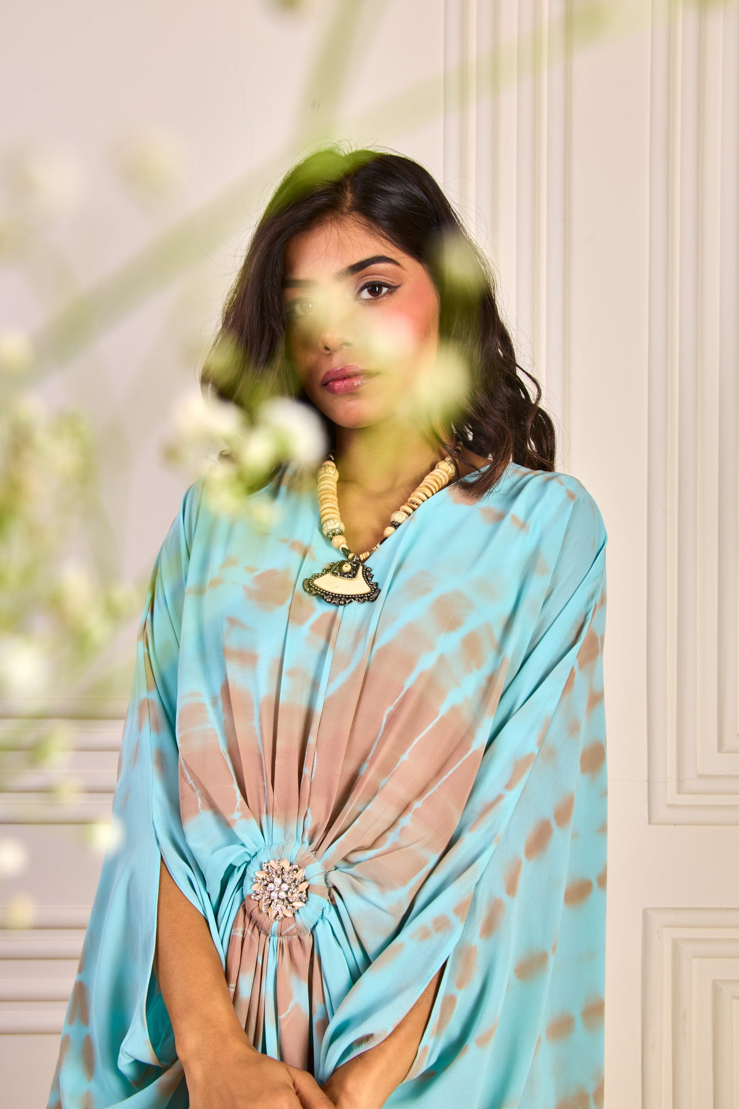 Light Blue Georgette Cowl Dress