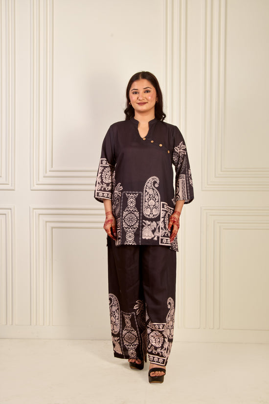 Printed Mandarin Collar Co-Ord Set