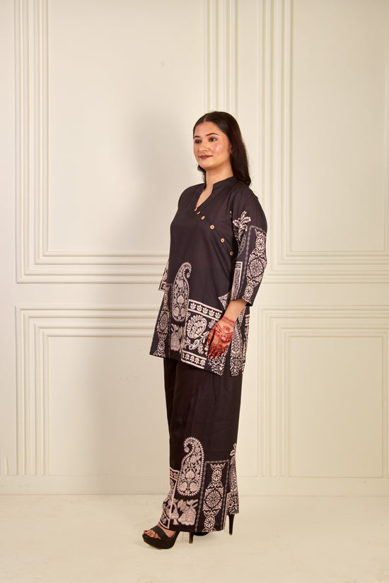 Printed Mandarin Collar Co-Ord Set