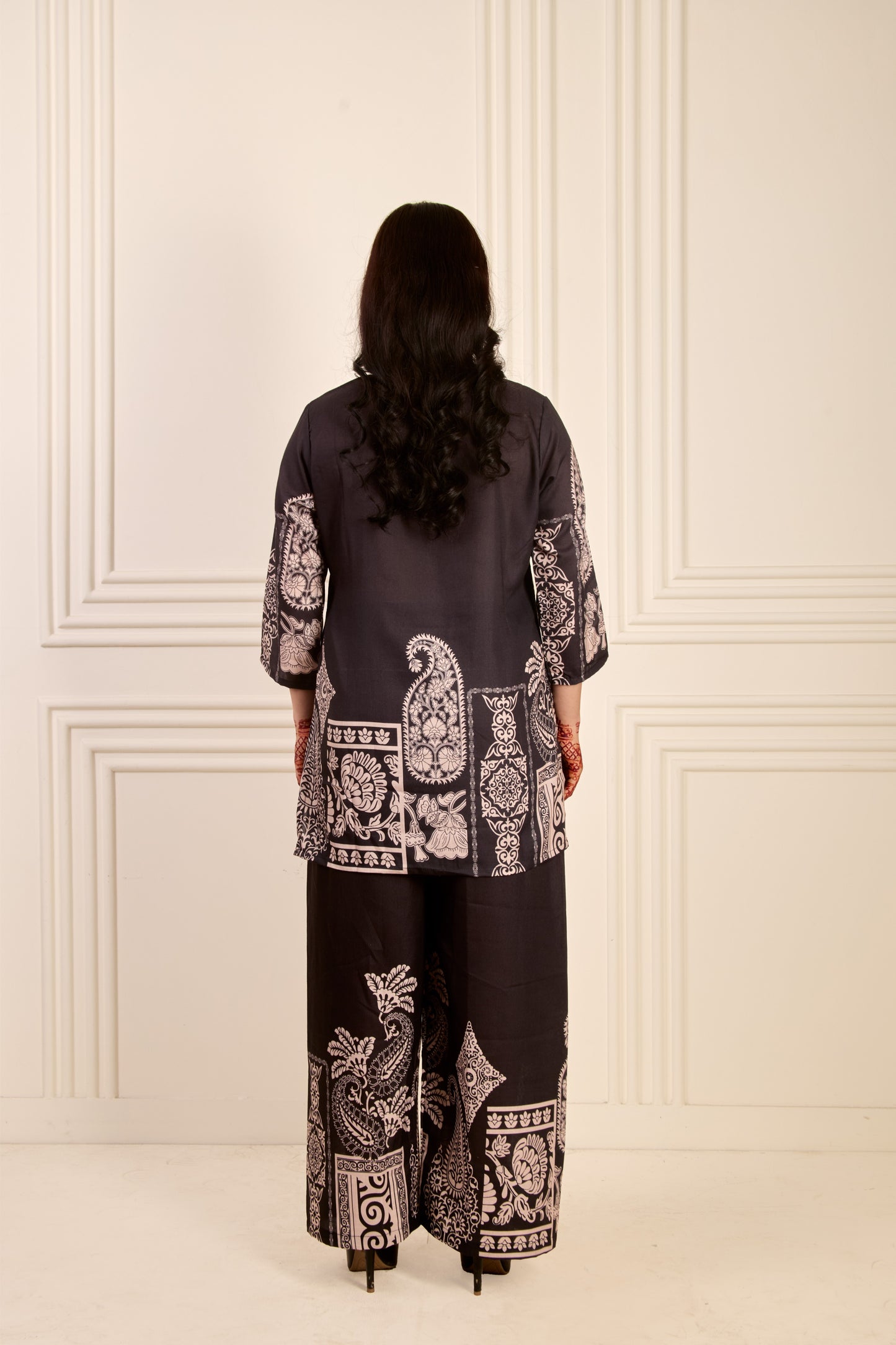 Printed Mandarin Collar Co-Ord Set